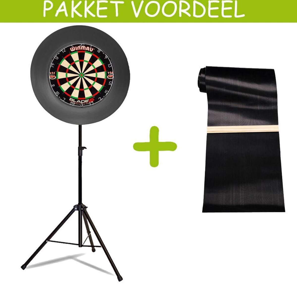 Lena Heavy Duty Dartstandaard-Blade 5- 300 x 60 incl Oche-Bulls Rubberen Surround Zwart