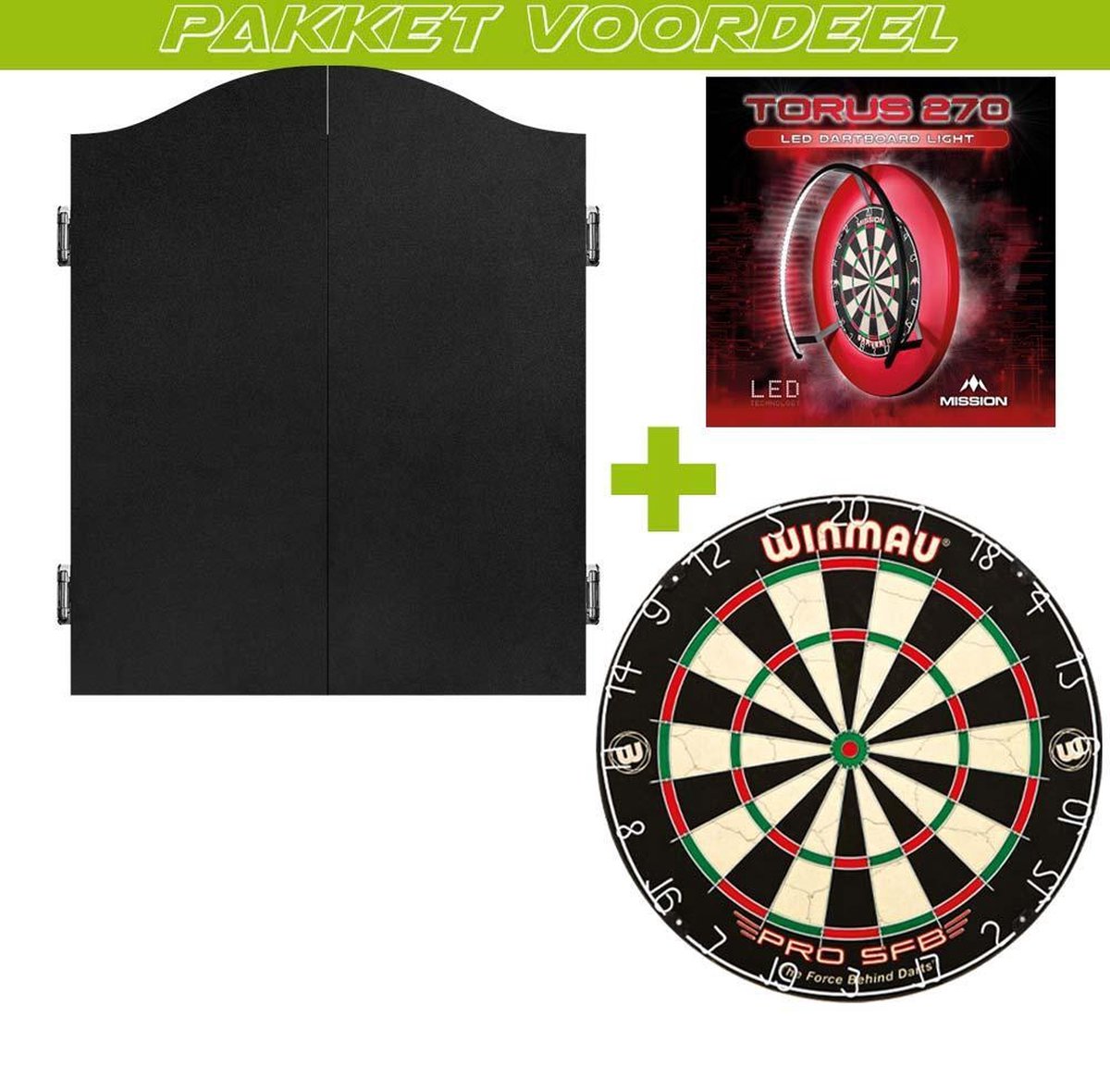 Mission Deluxe Plain Zwart + Winmau Pro SFB + Mission Torus 270