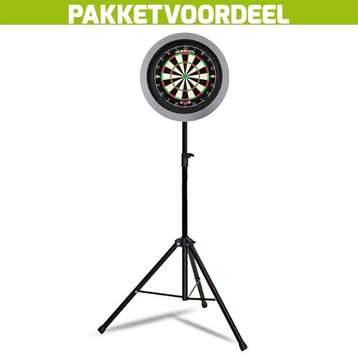 Mobiele Dartbaan VoordeelPakket + Mission Axis + Dartbordverlichting Basic (Grijs)