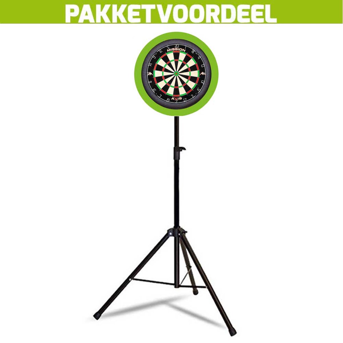 Mobiele Dartbaan VoordeelPakket + Mission Axis + Dartbordverlichting Basic (Lime)