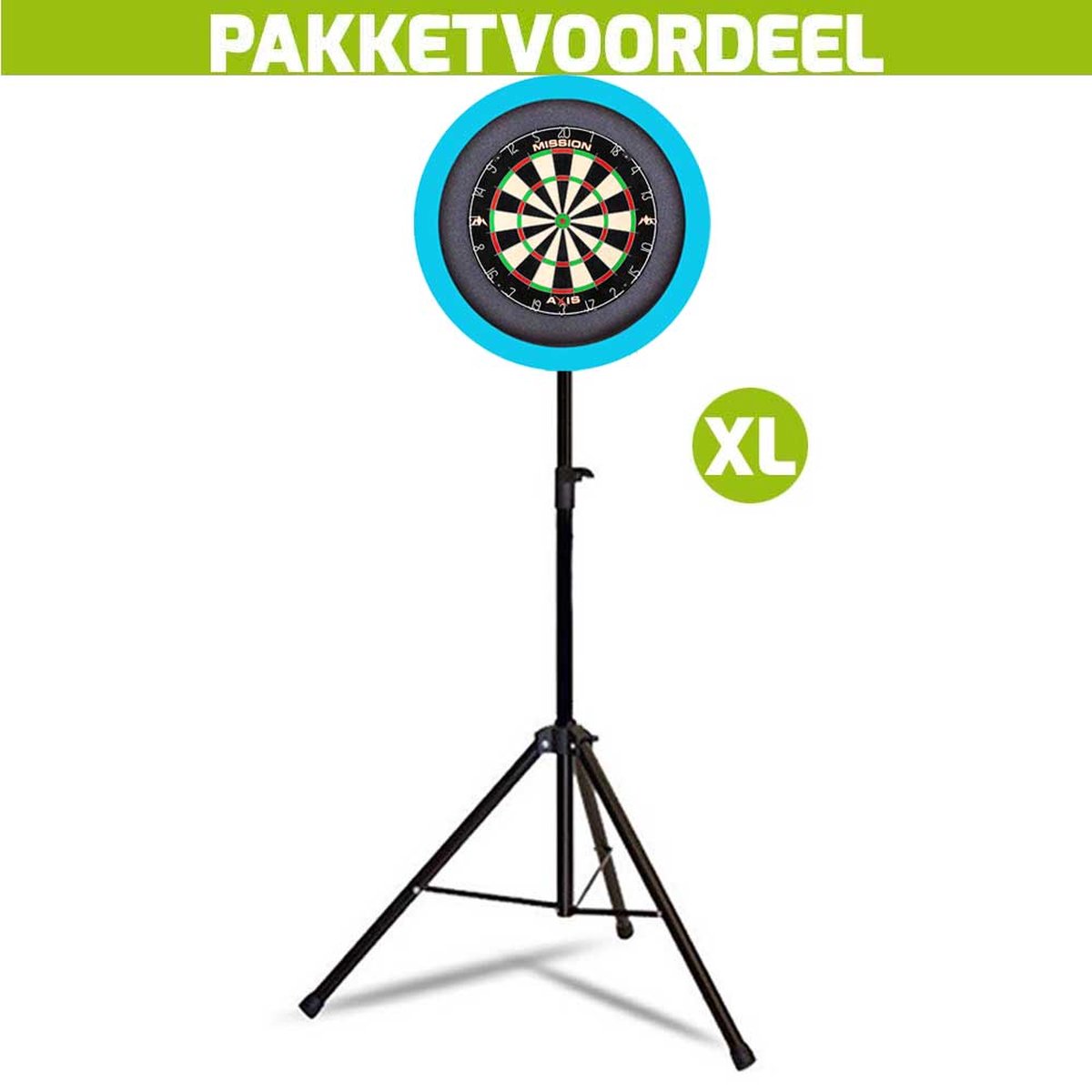 Mobiele Dartbaan VoordeelPakket + Mission Axis + Dartbordverlichting Basic XL (Aqua)