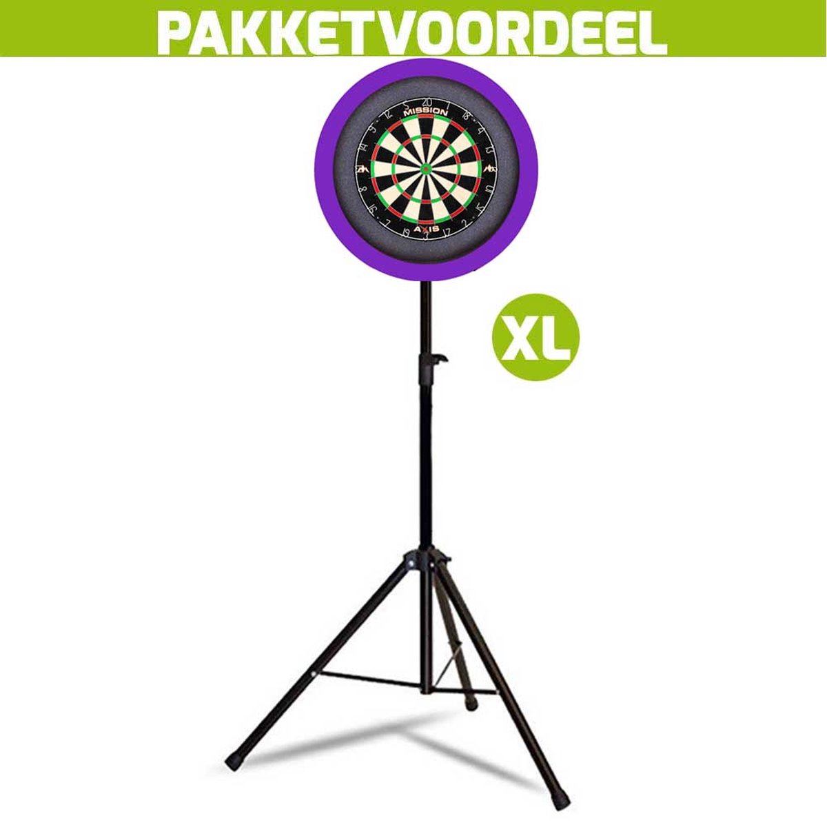 Mobiele Dartbaan VoordeelPakket + Mission Axis + Dartbordverlichting Basic XL (Paars)