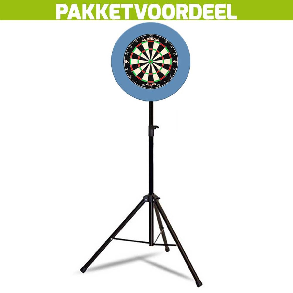 Mobiele Dartbaan VoordeelPakket + Mission Axis + Rubberen Surround (Aqua)