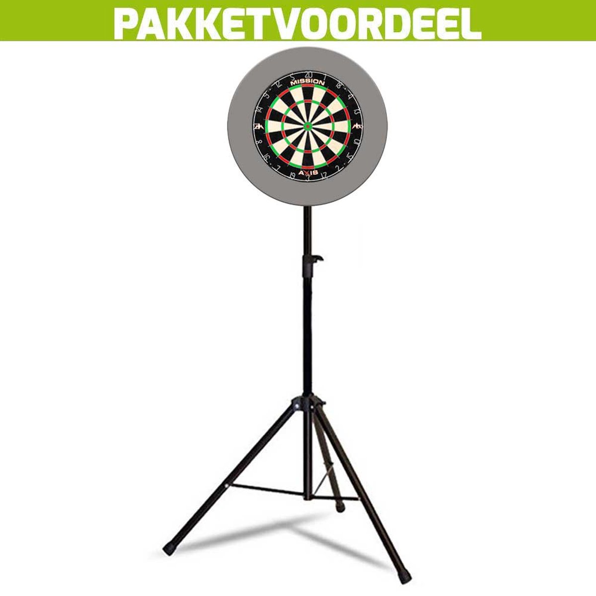 Mobiele Dartbaan VoordeelPakket + Mission Axis + Rubberen Surround (Grijs)