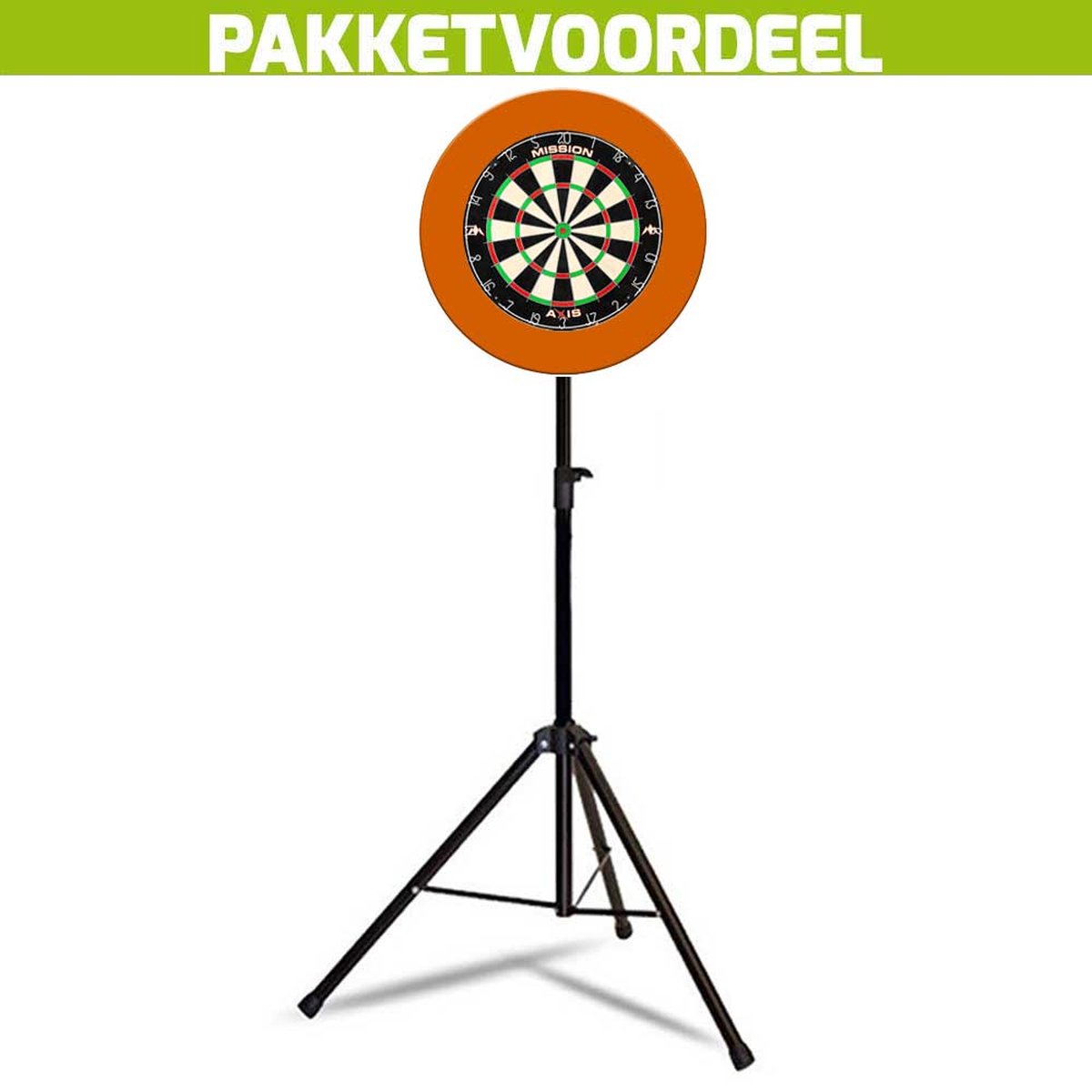 Mobiele Dartbaan VoordeelPakket + Mission Axis + Rubberen Surround (Oranje)