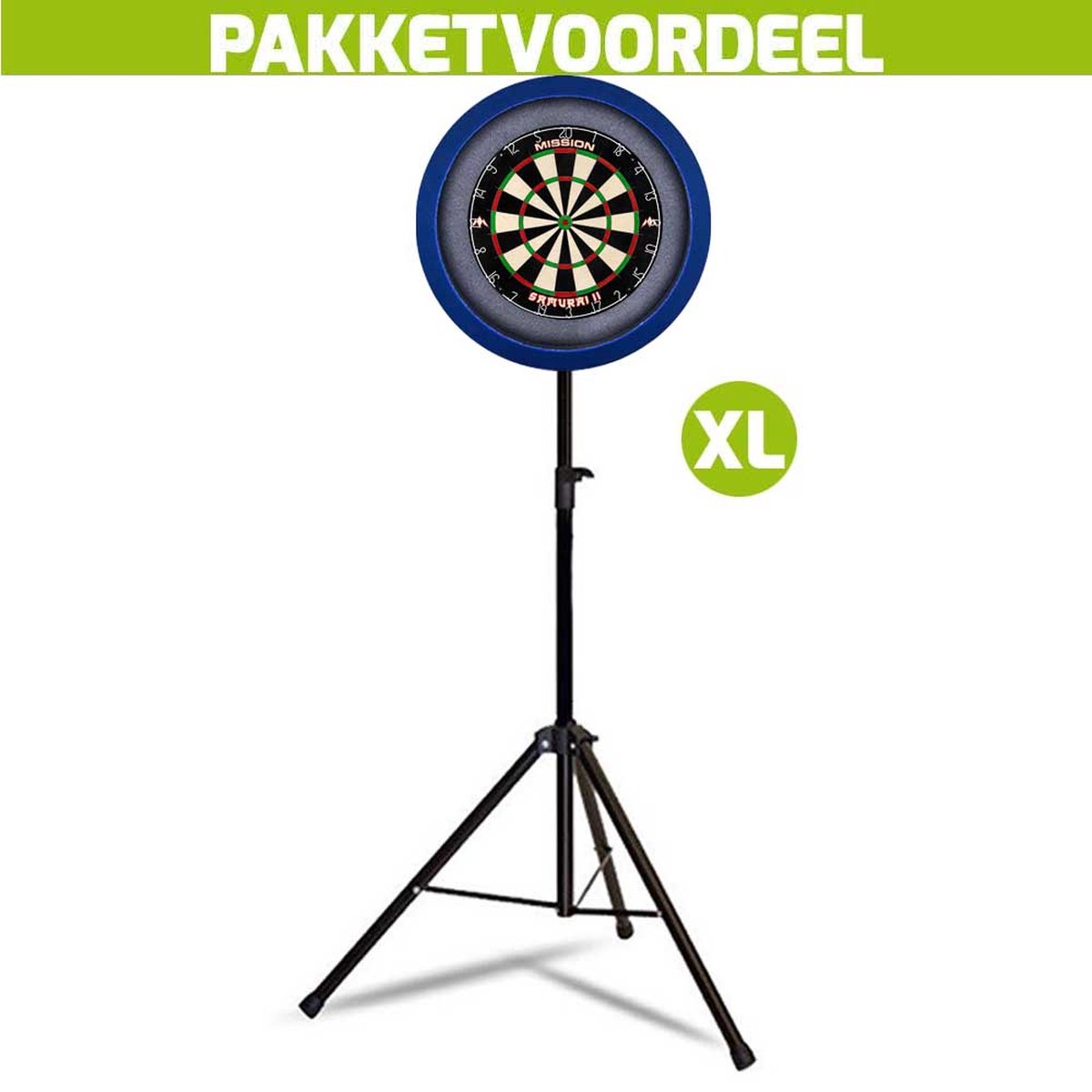 Mobiele Dartbaan VoordeelPakket + Mission Samurai 2 + Dartbordverlichting Basic XL (Blauw)