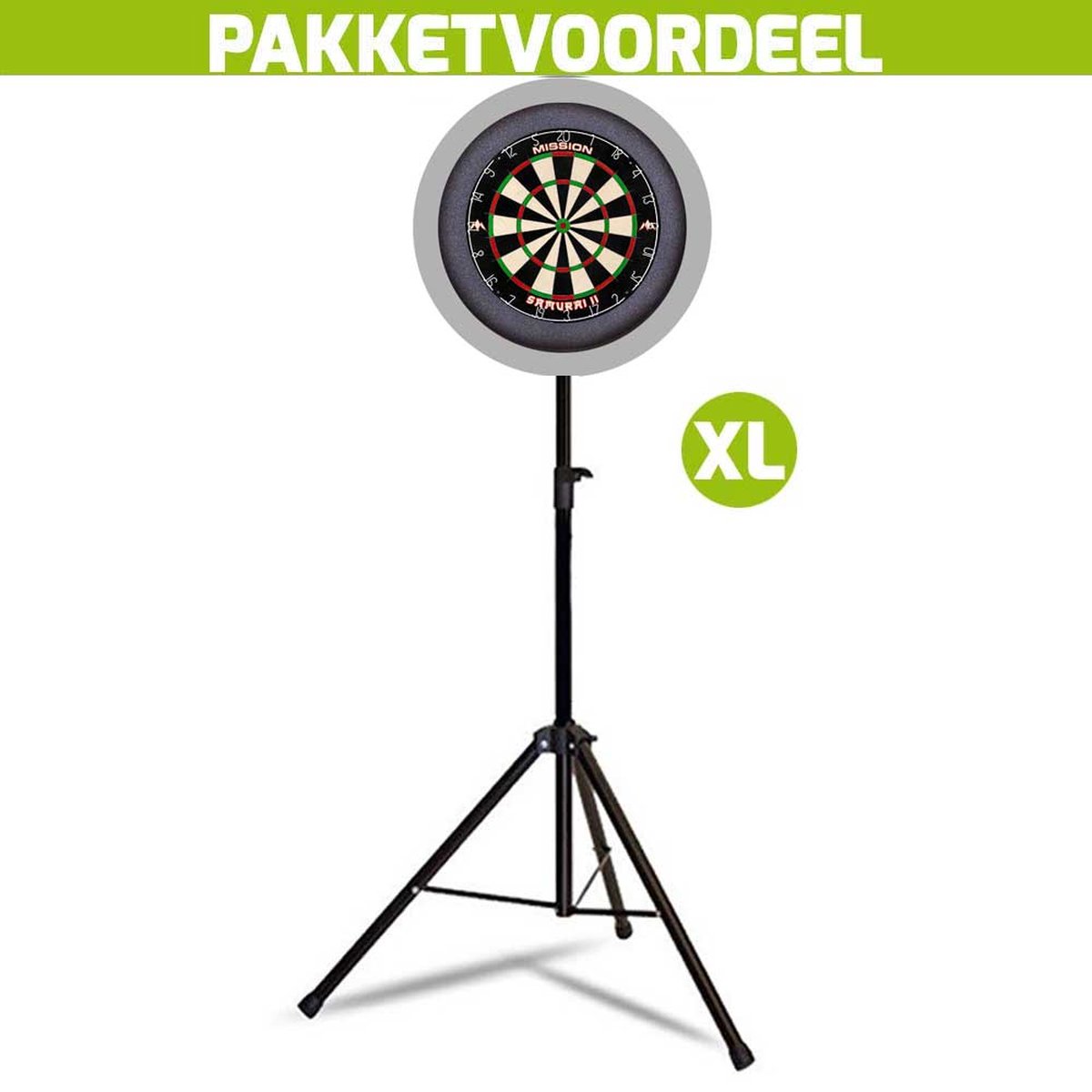 Mobiele Dartbaan VoordeelPakket + Mission Samurai 2 + Dartbordverlichting Basic XL (Grijs)