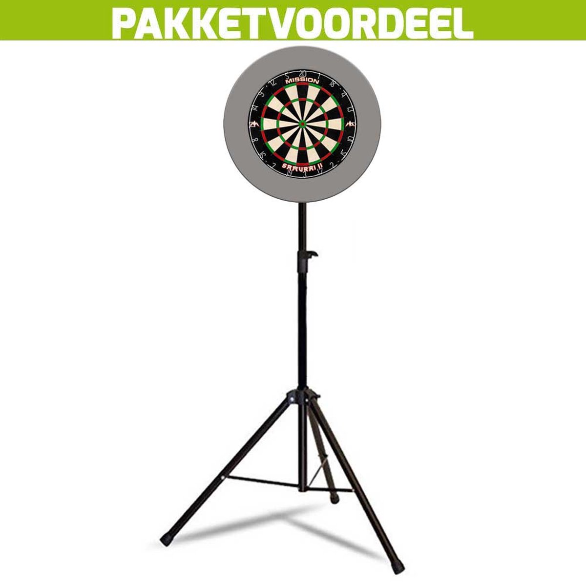 Mobiele Dartbaan VoordeelPakket + Mission Samurai 2 + Rubberen Surround (Grijs)