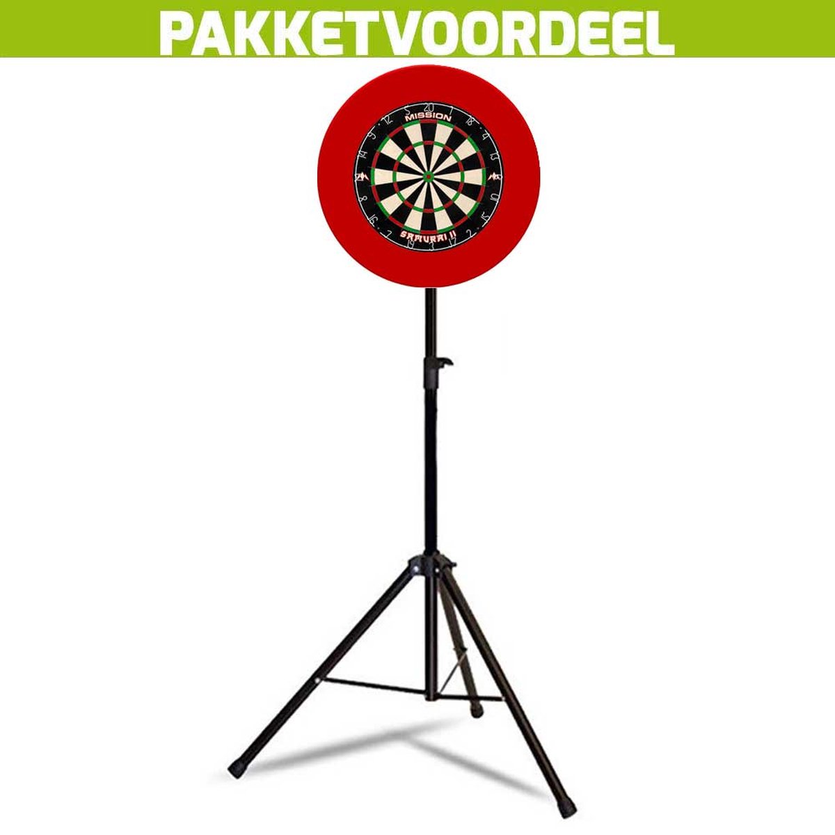 Mobiele Dartbaan VoordeelPakket + Mission Samurai 2 + Rubberen Surround (Rood)