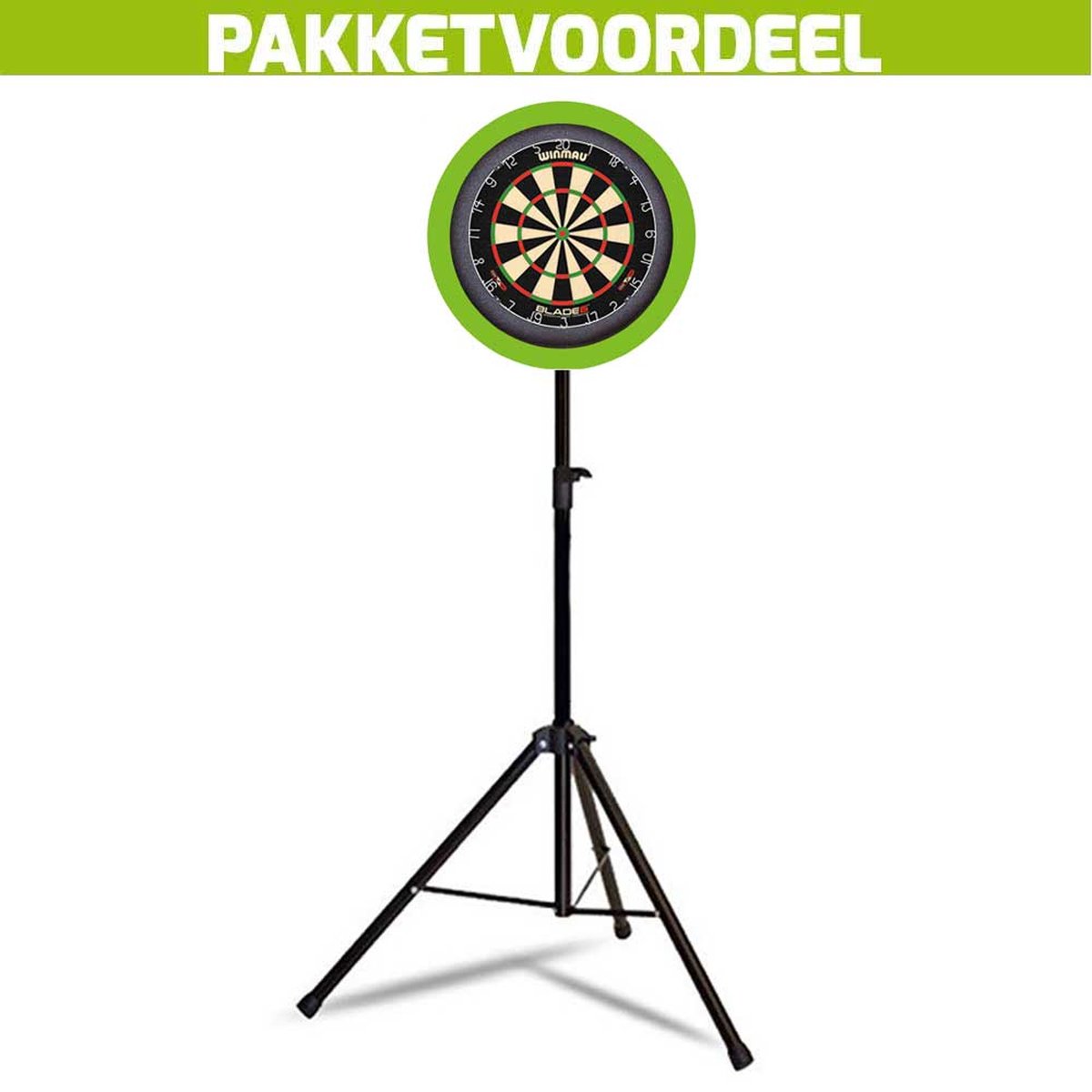 Mobiele Dartbaan VoordeelPakket + Winmau Blade 6 + Dartbordverlichting Basic (Lime)