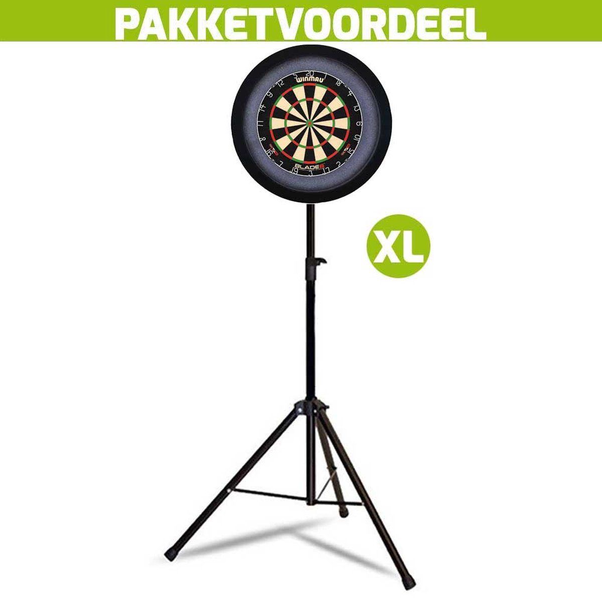 Mobiele Dartbaan VoordeelPakket + Winmau Blade 6 + Dartbordverlichting Basic XL (Zwart)