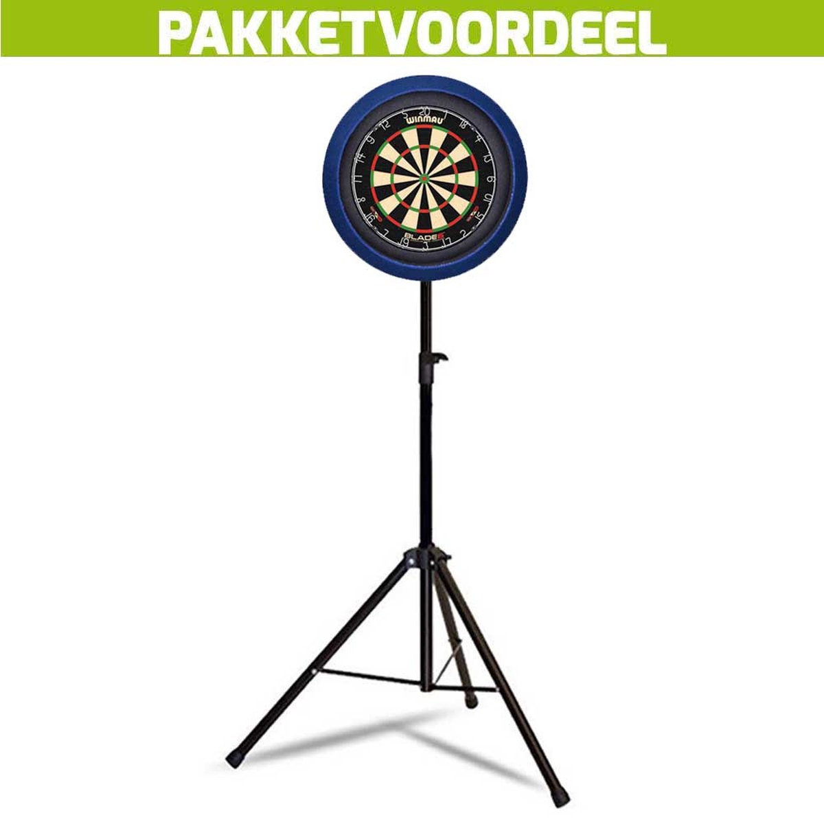 Mobiele Dartbaan VoordeelPakket + Winmau Blade 6 + LENA Dartbordverlichting Basic (Blauw)