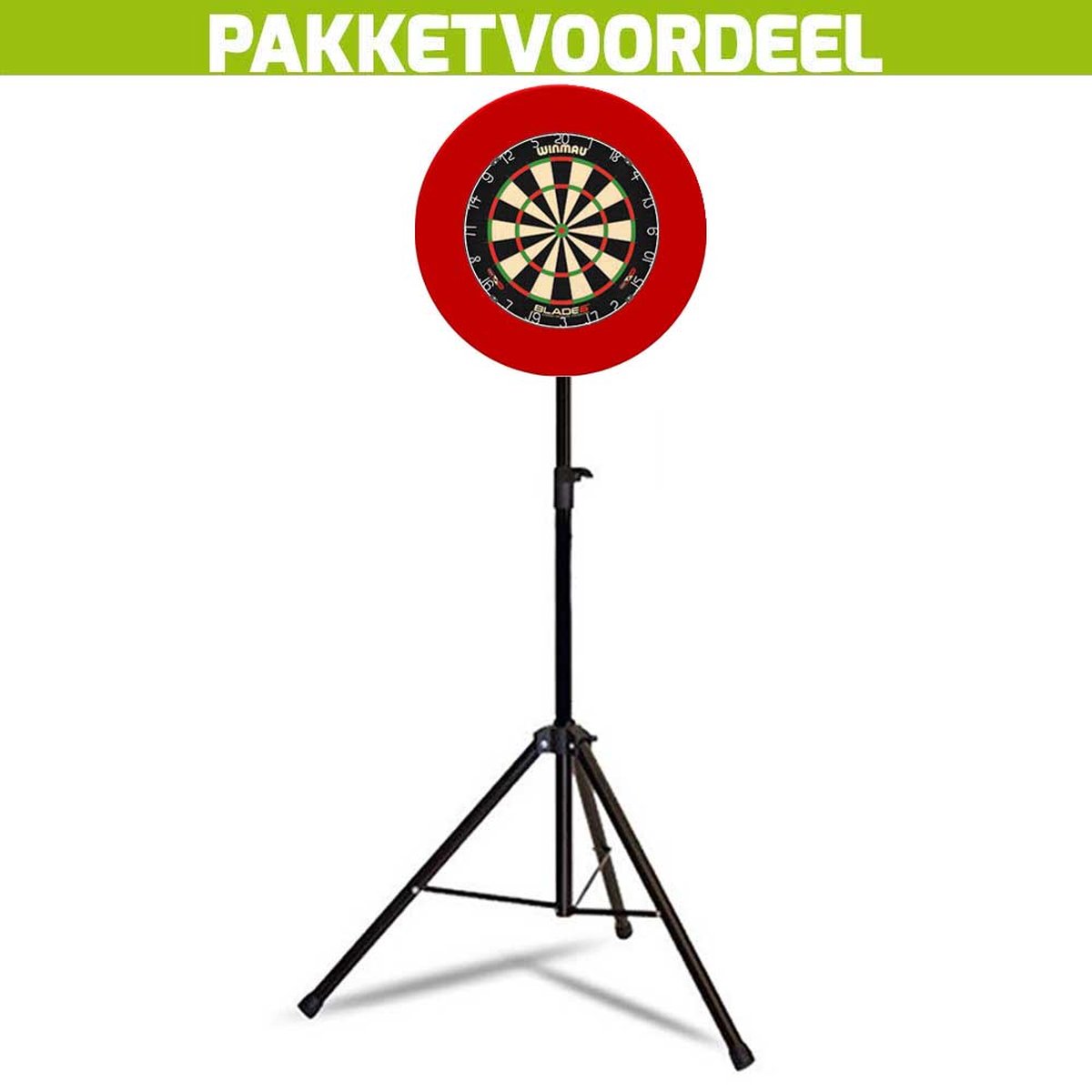 Mobiele Dartbaan VoordeelPakket + Winmau Blade 6 + Rubberen Surround (Rood)