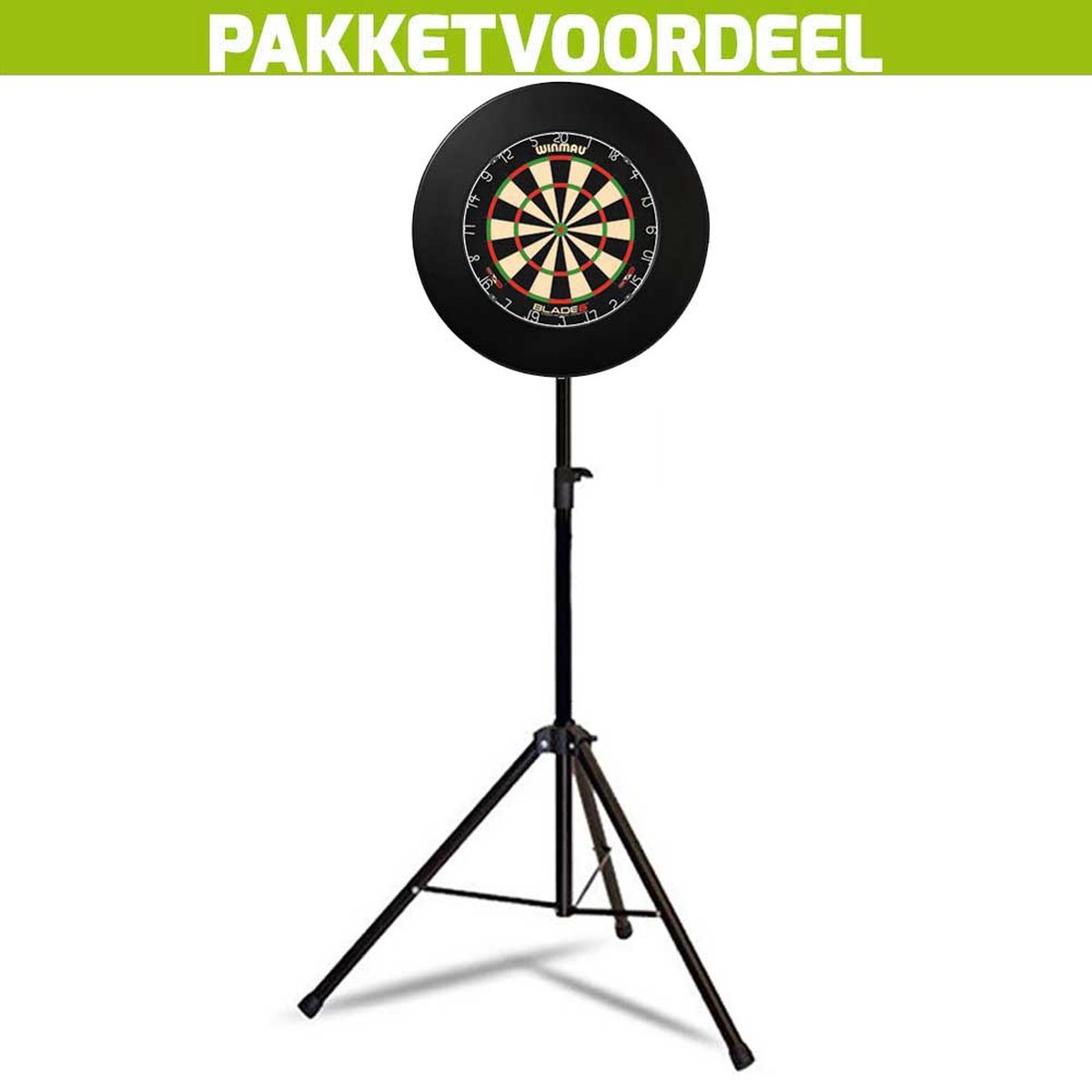 Mobiele Dartbaan VoordeelPakket + Winmau Blade 6 + Rubberen Surround (Zwart)