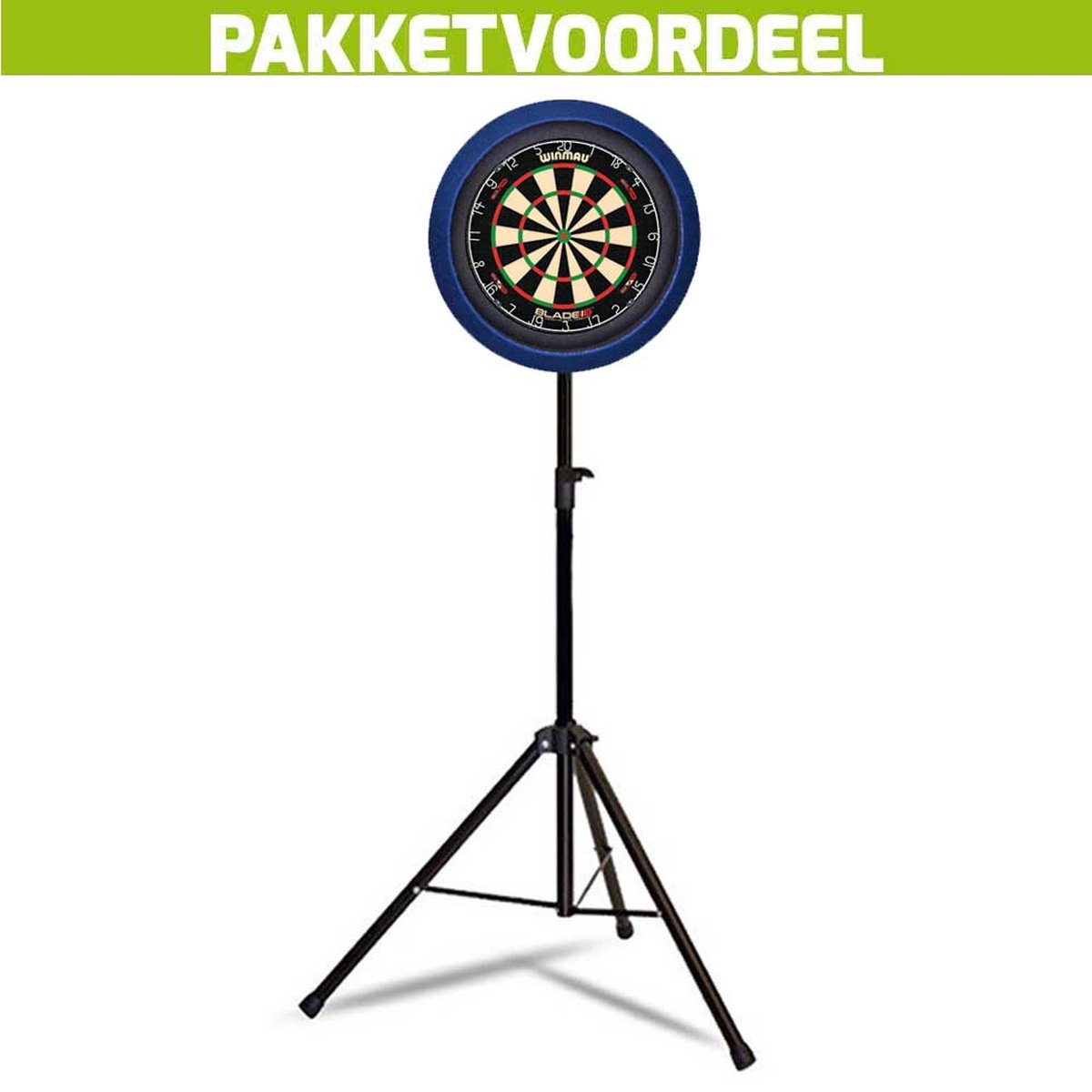 Mobiele Dartbaan VoordeelPakket + Winmau Blade 6 Dual Core + Dartbordverlichting Basic (Blauw)