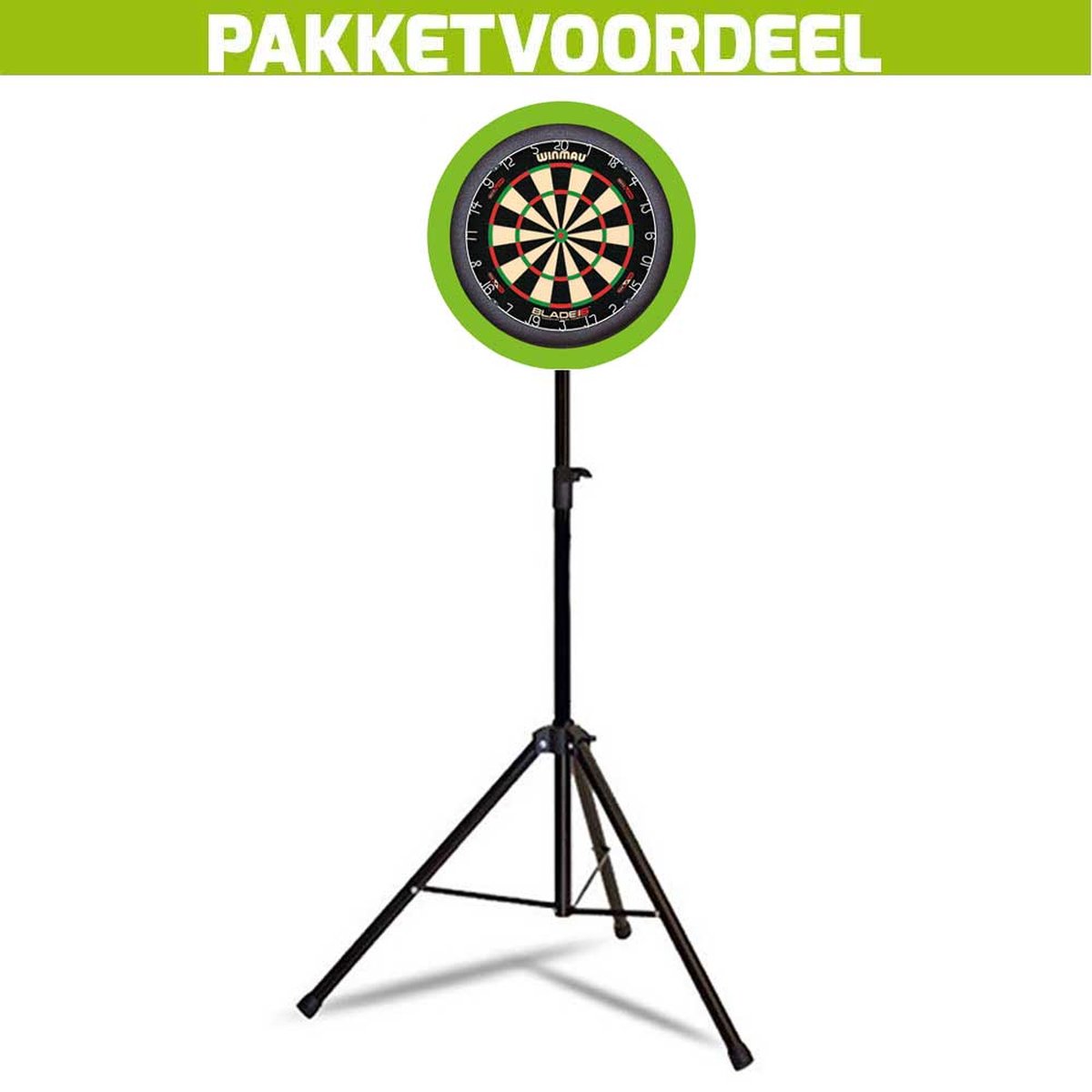 Mobiele Dartbaan VoordeelPakket + Winmau Blade 6 Dual Core + Dartbordverlichting Basic (Lime)