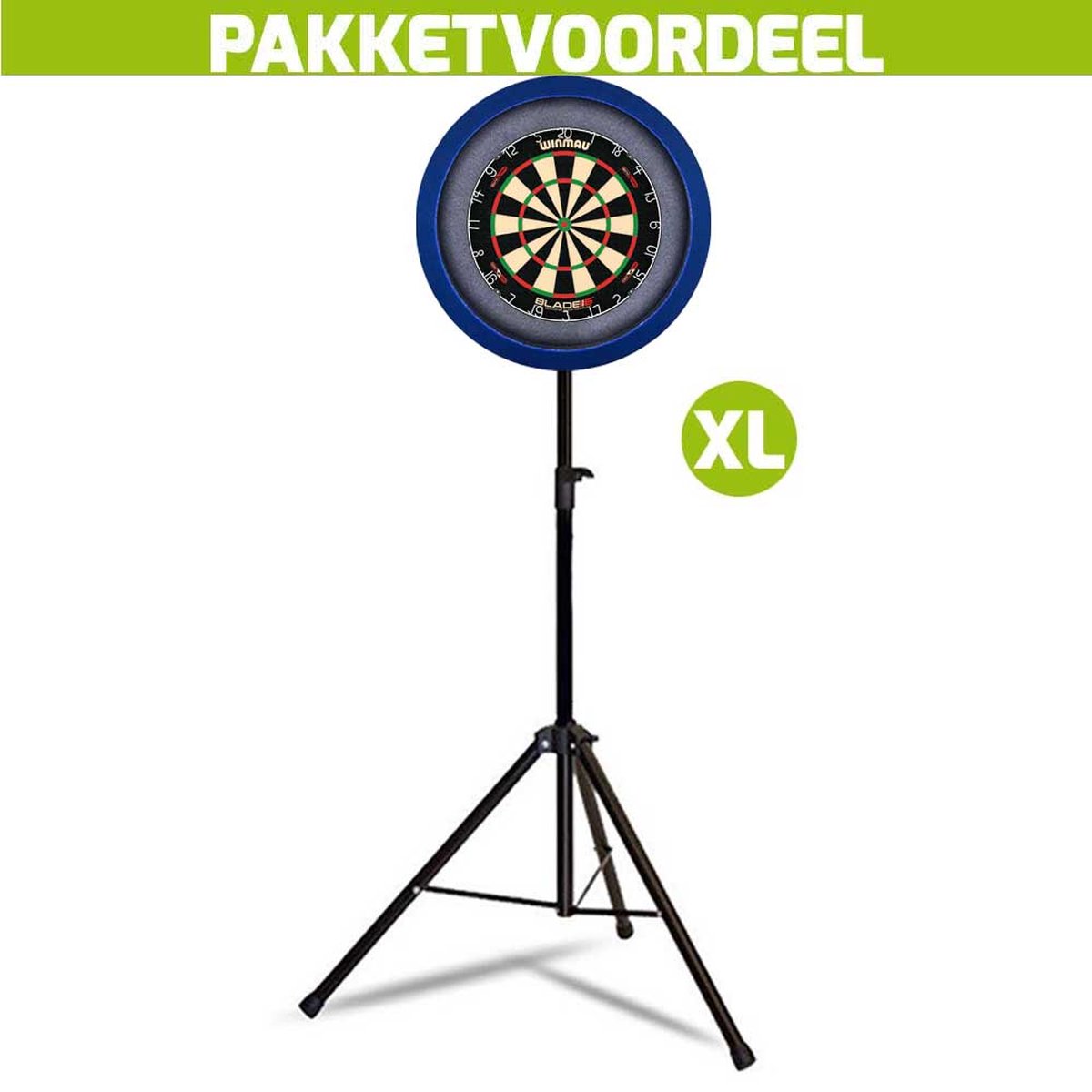 Mobiele Dartbaan VoordeelPakket + Winmau Blade 6 Dual Core + Dartbordverlichting Basic XL (Blauw)