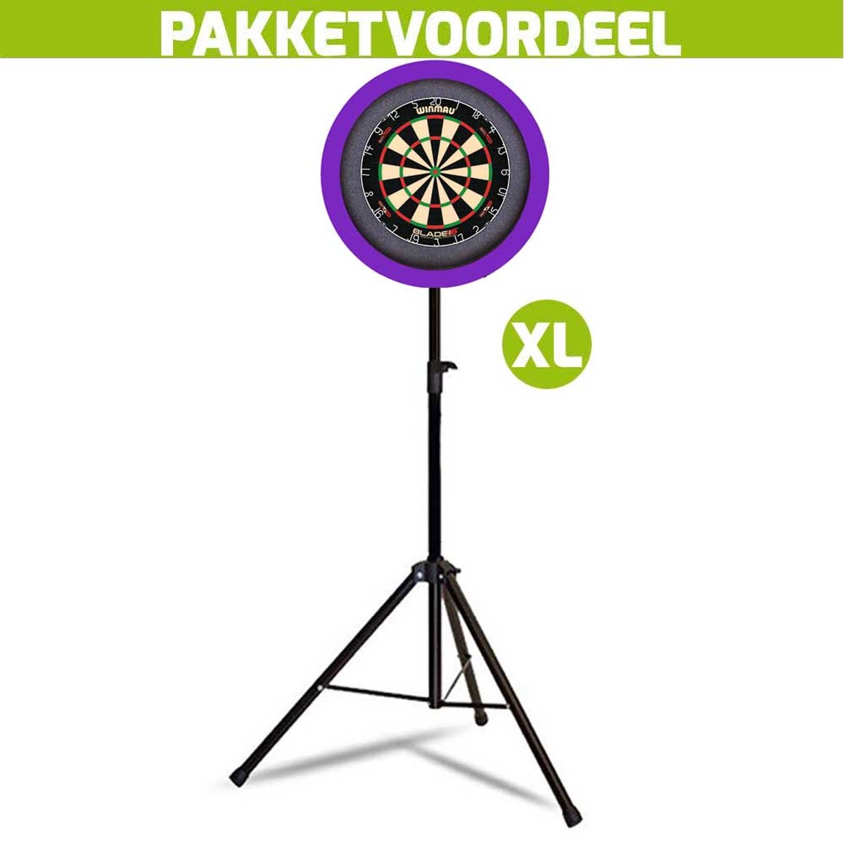 Mobiele Dartbaan VoordeelPakket + Winmau Blade 6 Dual Core + Dartbordverlichting Basic XL (Paars)