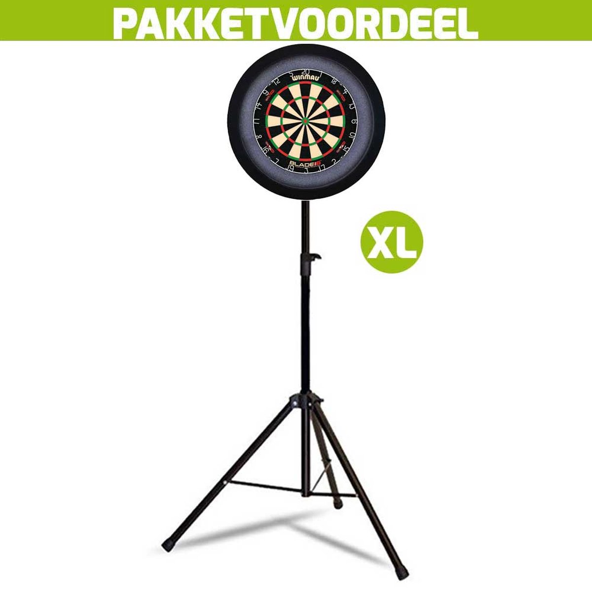 Mobiele Dartbaan VoordeelPakket + Winmau Blade 6 Dual Core + Dartbordverlichting Basic XL (Zwart)