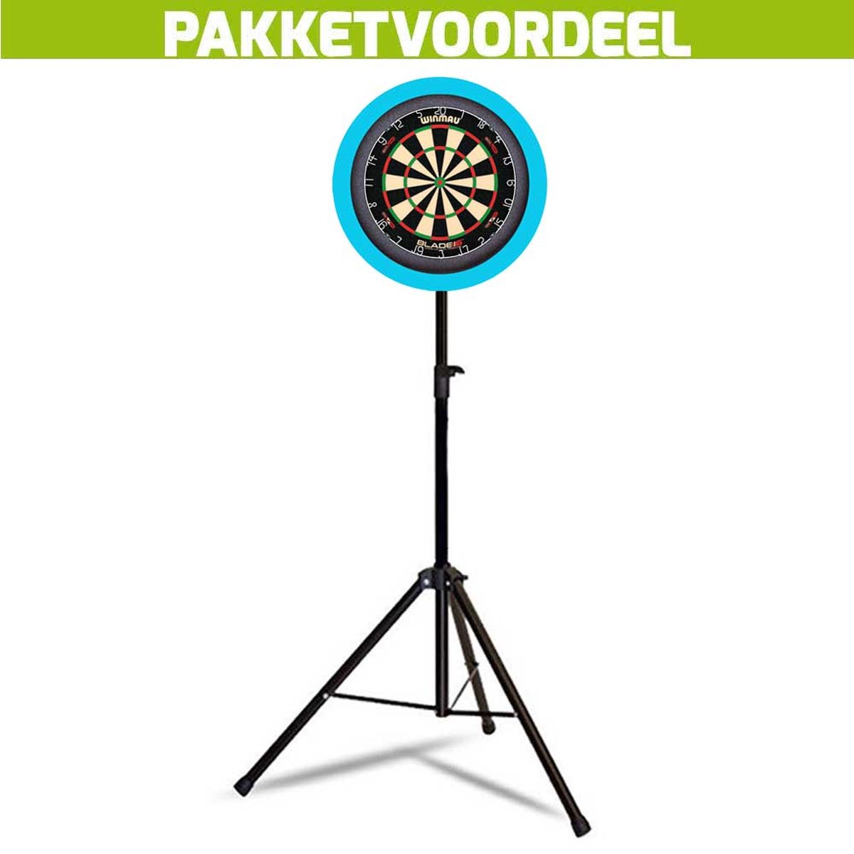 Mobiele Dartbaan VoordeelPakket + Winmau Blade 6 Dual Core + LENA Dartbordverlichting Basic (Aqua)