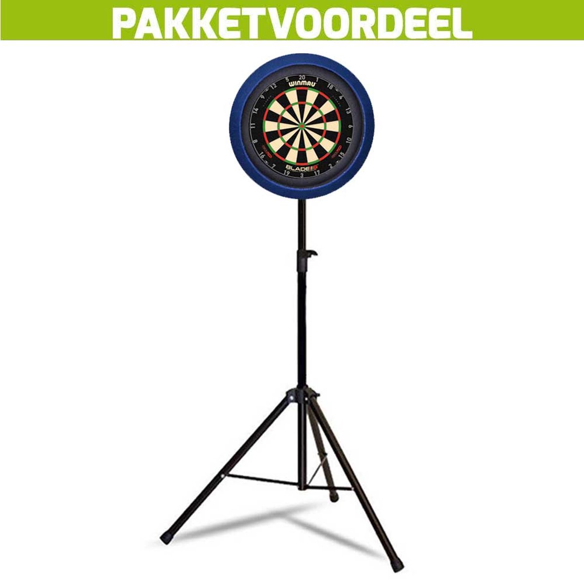 Mobiele Dartbaan VoordeelPakket + Winmau Blade 6 Triple Core + Dartbordverlichting Basic (Blauw)