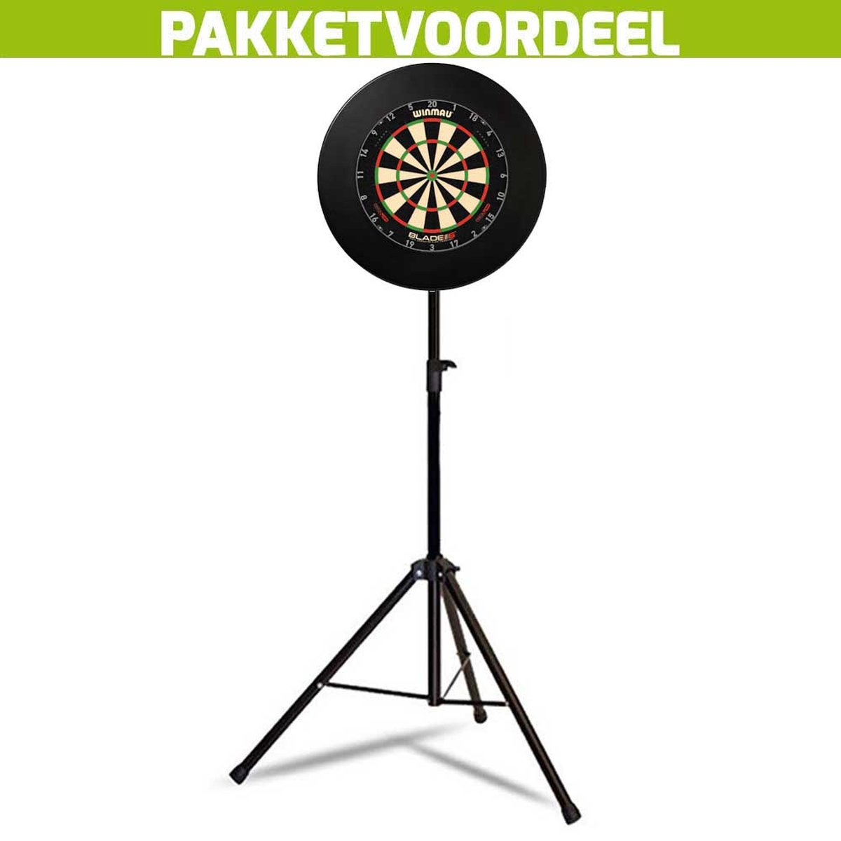 Mobiele Dartbaan VoordeelPakket + Winmau Blade 6 Triple Core + Rubberen Surround (Zwart)