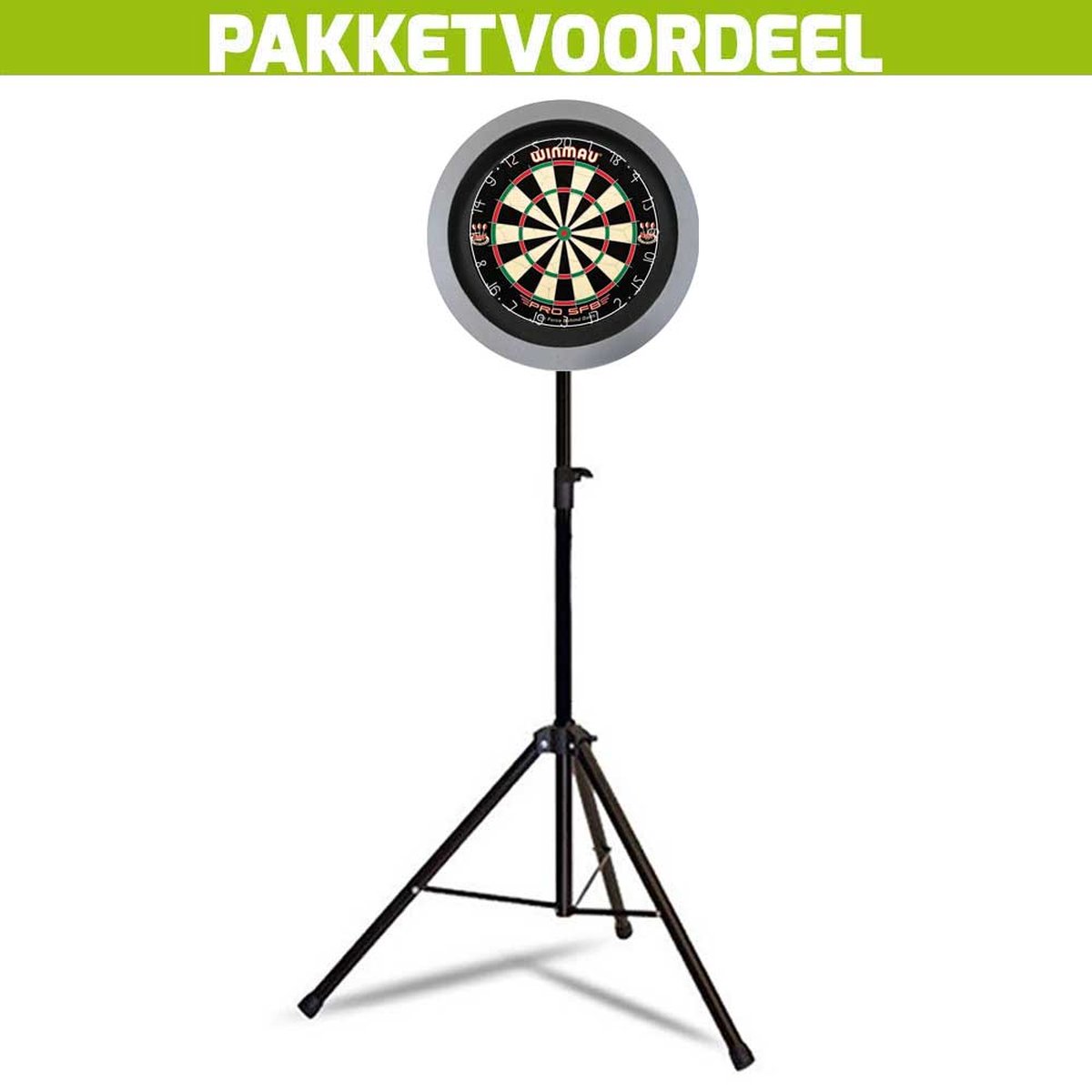 Mobiele Dartbaan VoordeelPakket + Winmau Pro SFB + Dartbordverlichting Basic (Grijs)