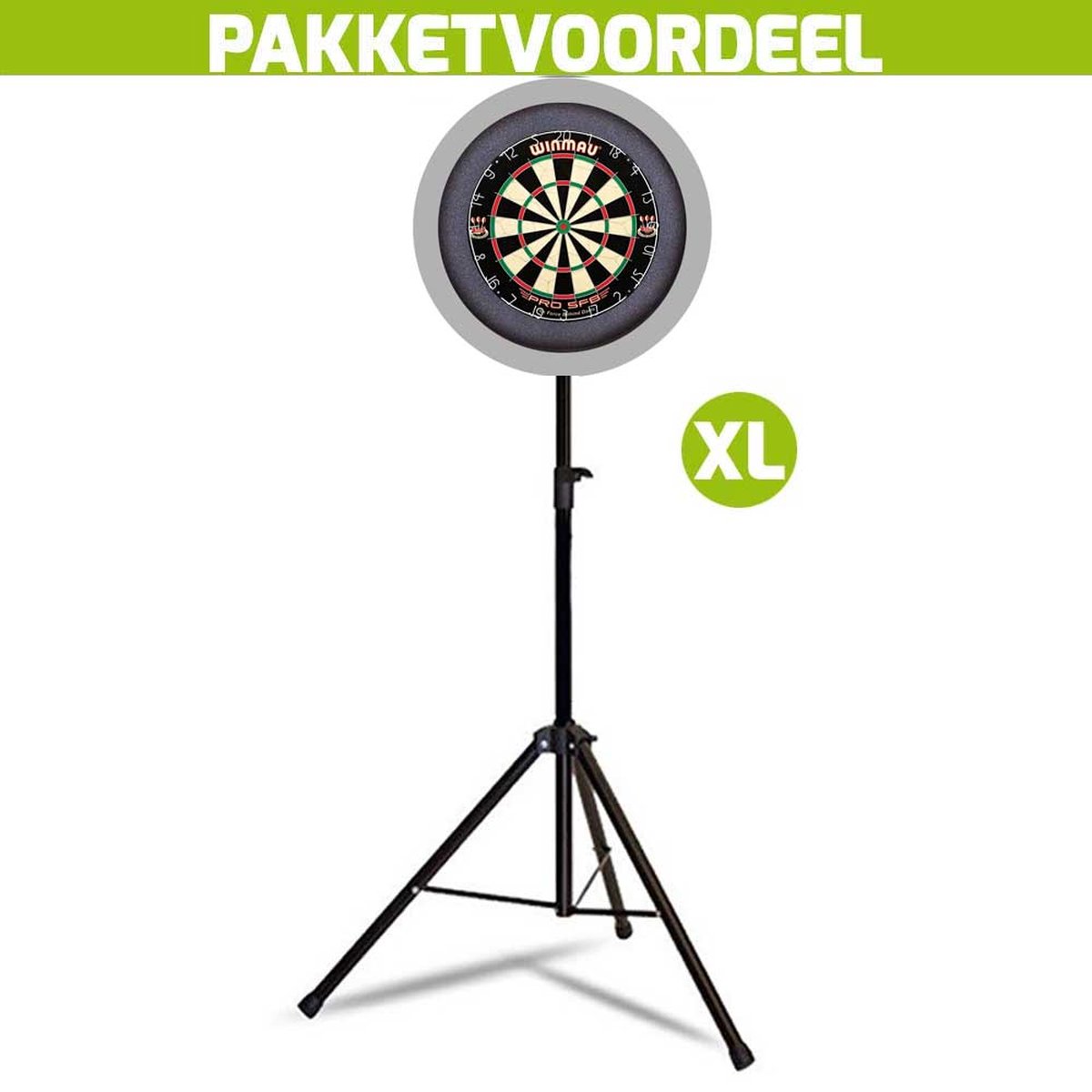 Mobiele Dartbaan VoordeelPakket + Winmau Pro SFB + Dartbordverlichting Basic XL (Grijs)