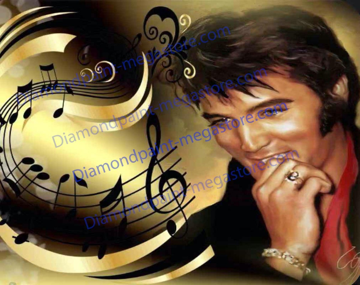 Lenks Diamond painting Elvis  40 X 50cm ronde steentjes full paint Diamond Paint 3615