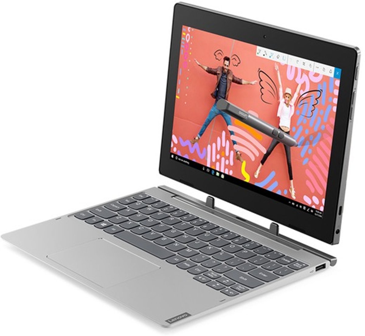 Lenovo IdeaPad D330 Grijs Hybride (2-in-1) 25,6 cm (10.1) 1280 x 800 Pixels Touchscreen Intel® Celeron® 4 GB LPDDR4-SDRAM 64 GB eMMC Windows 10 Pro