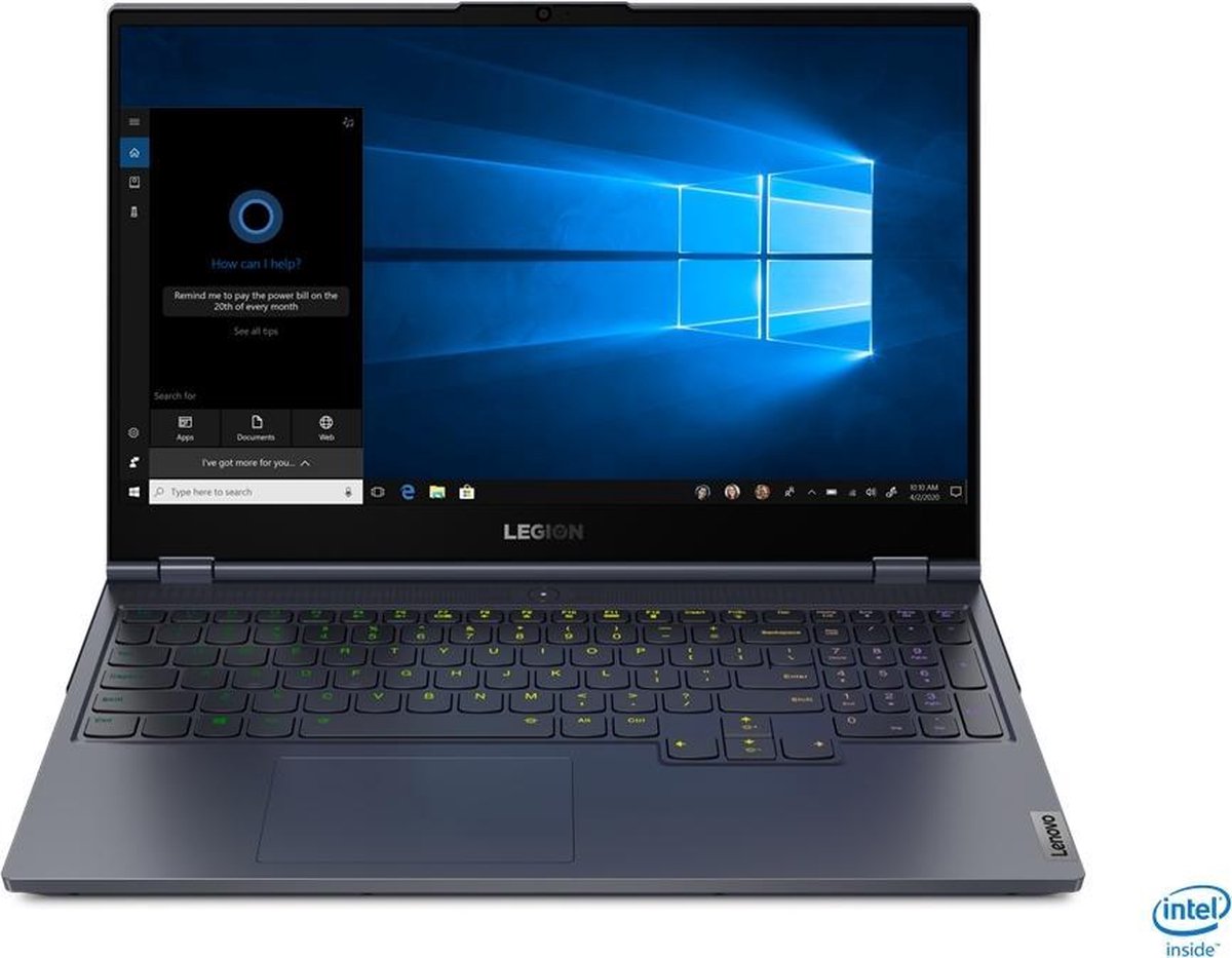 Lenovo Legion 7 Notebook Grijs 39,6 cm (15.6) 1920 x 1080 Pixels Intel® 10de generatie Core™ i7 32 GB DDR4-SDRAM 1000 GB SSD NVIDIA GeForce RTX 2070 Super Max-Q Wi-Fi 6 (802.11ax) Windows 10 Home