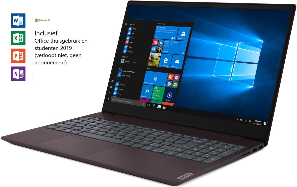 Lenovo S340 - 15 inch - Intel I3-8145U - 8GB werkgeheugen - 128GB SSD - Windows 10 - Qwerty US toetsenbord (NL gebruikte layout) - Tijdelijk met gratis Office 2019 Home & Student 2019 (verloopt niet, geen abonnement)