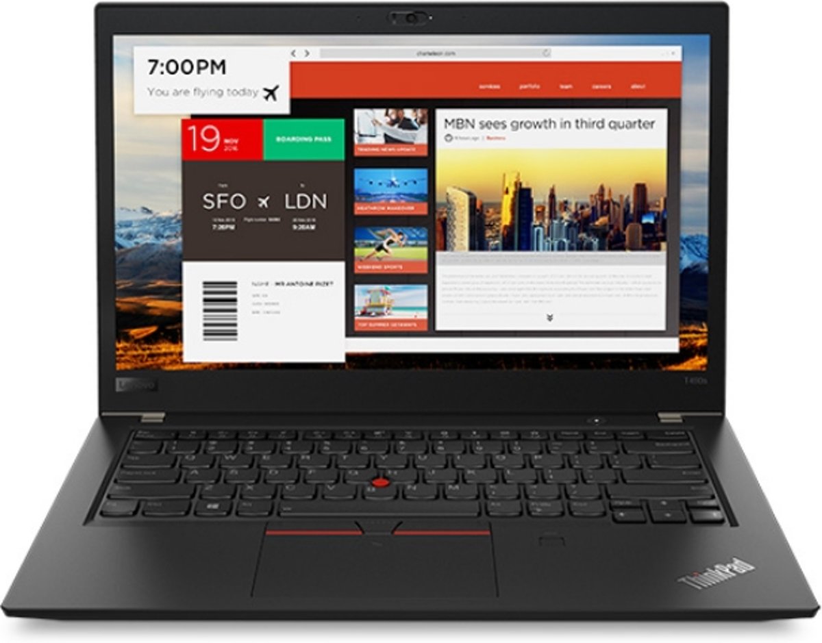 Lenovo ThinkPad T480s Zwart Notebook 35,6 cm (14) 1920 x 1080 Pixels 1,60 GHz Intel® 8ste generatie Core™ i5 i5-8250U 3G 4G