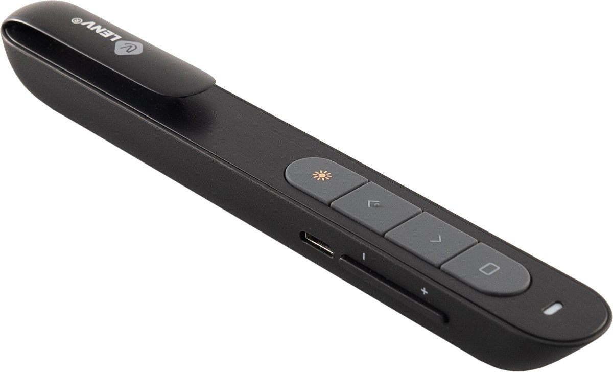 LenV - Draadloze Wireless Oplaadbaar Zwart USB Presenter Met Laser Pointer - Windows & Mac PowerPoint Afstandsbediening met opbergtas