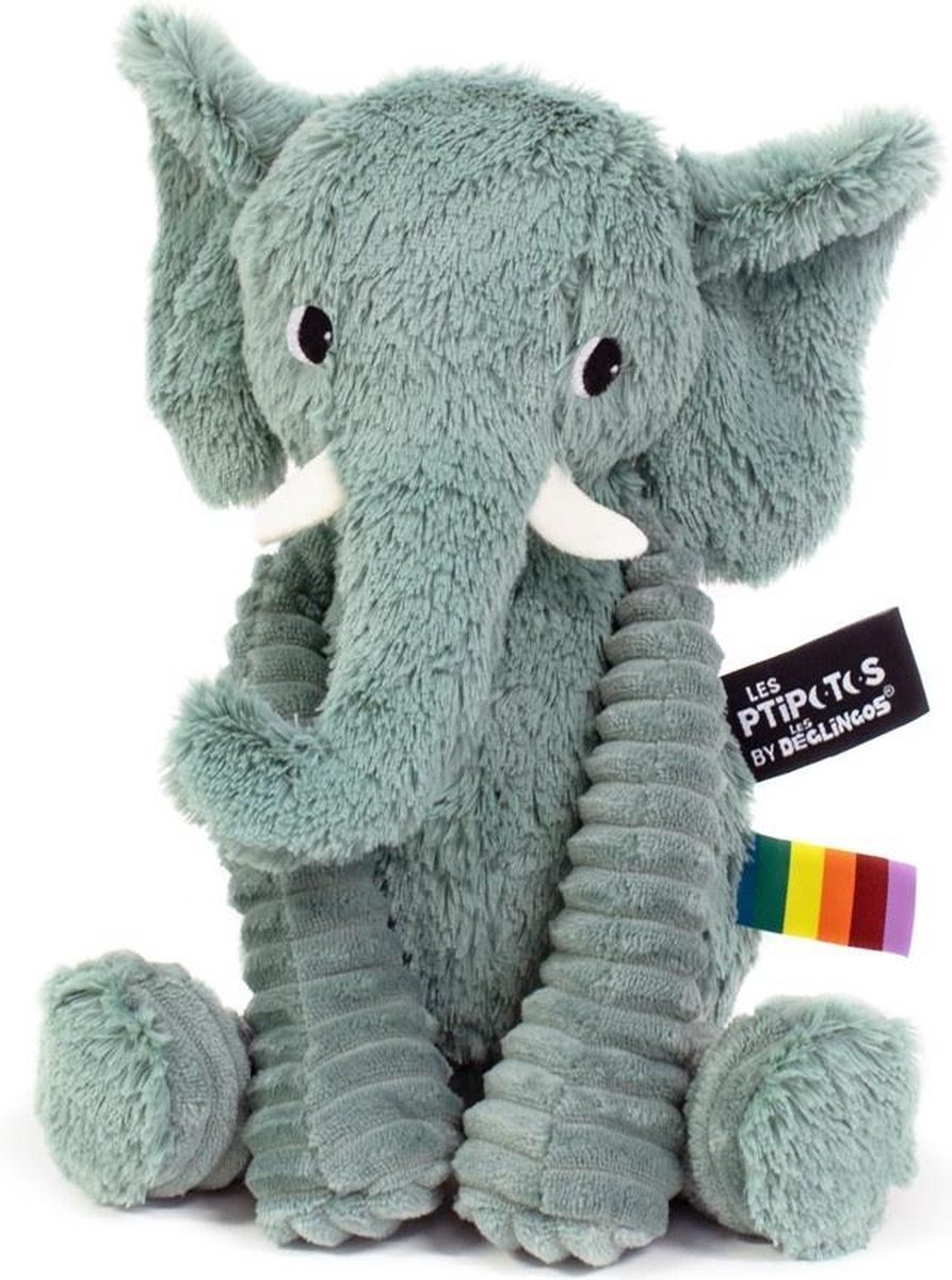 Les Deglingos Knuffel Olifant Groen 20 Cm