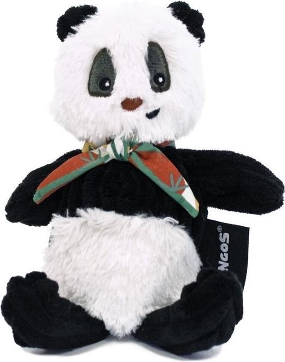 Les Deglingos Knuffel Panda Zwart/wit 22 Cm