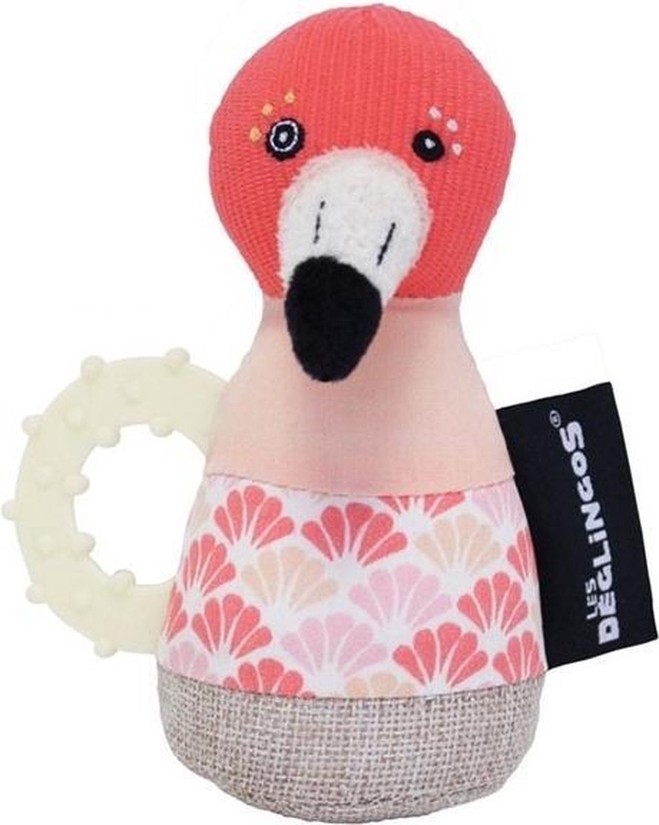 Les Deglingos Rammelaar Flamingo Roze 18 Cm