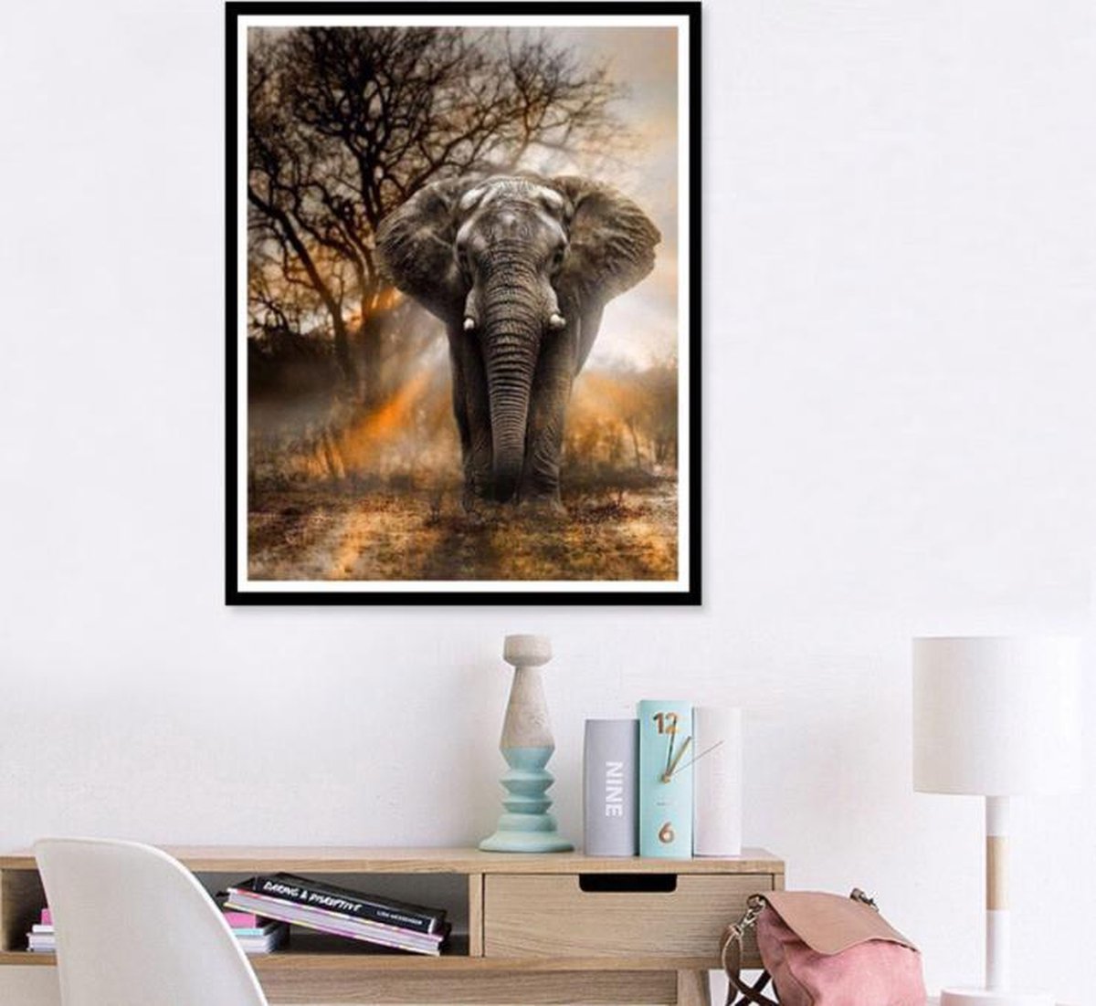 Lestro Diamond painting - Olifant - Schilderij - Hobby - Kinderen - Canvas - Jungel