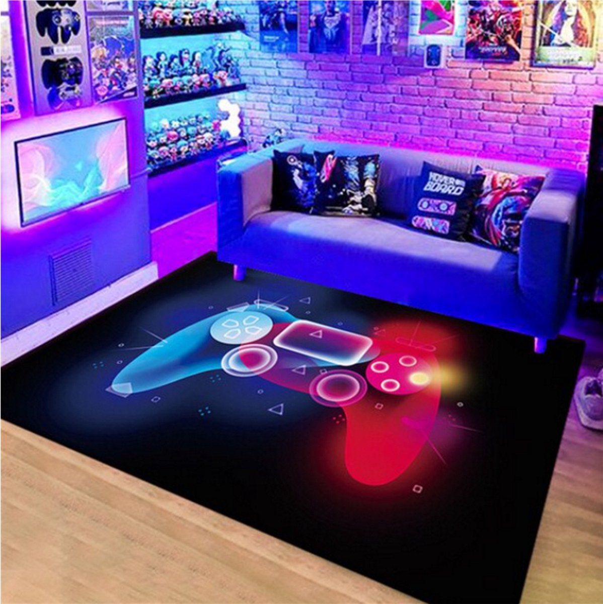 Levabe Speel Tapijt - Kinderen - Gaming - Kruipmat - Vloermat - Gameroom - Vloerkleed  - Speelkleed - Game kamer - XL - Zacht - Controller Look - 160 x 120 CM