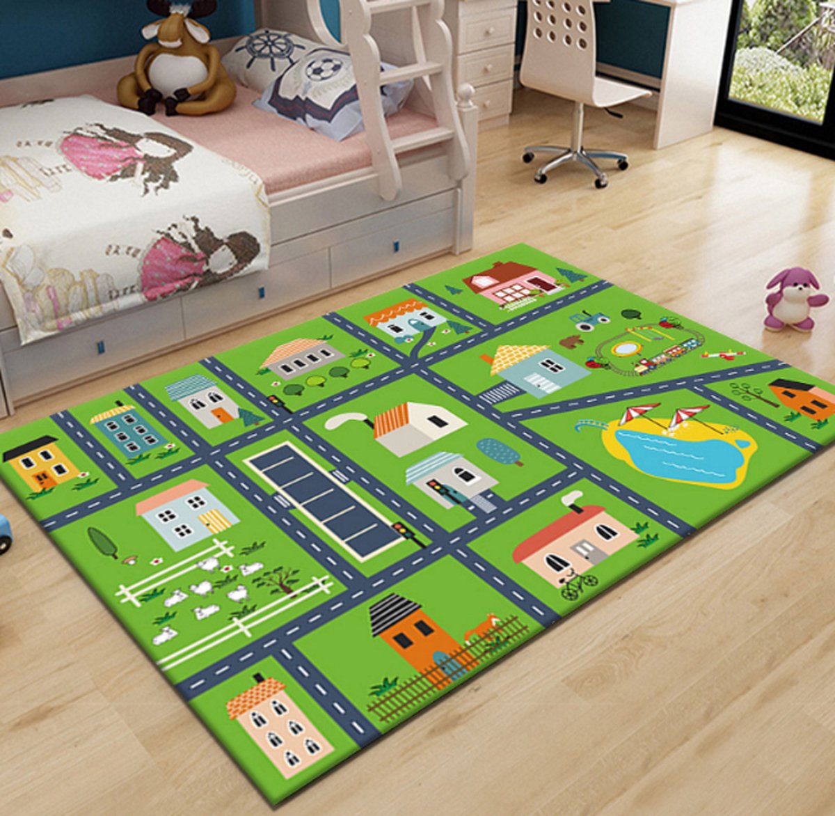 Levabe Speel Tapijt Verkeer - Kinderen - Kruipmat - Vloermat - Verkeerskleed - Kindertapijt - Vloerkleed - Speelkleed - Kinderkamer - XL - Zacht - 180 x 120 CM