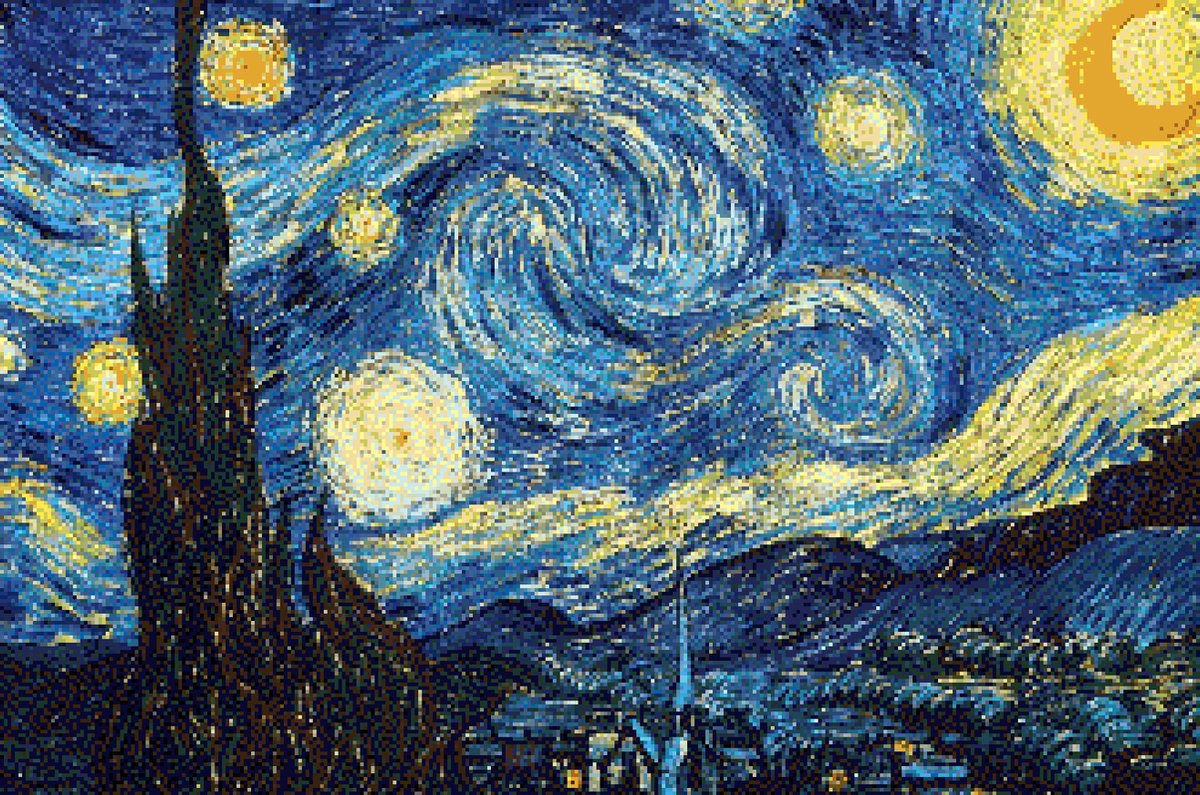 Borduurpakket  Sterrennacht van Van Gogh  - 60×40 cm - Aida stof 5,5 kruisjes/cm (14 count)