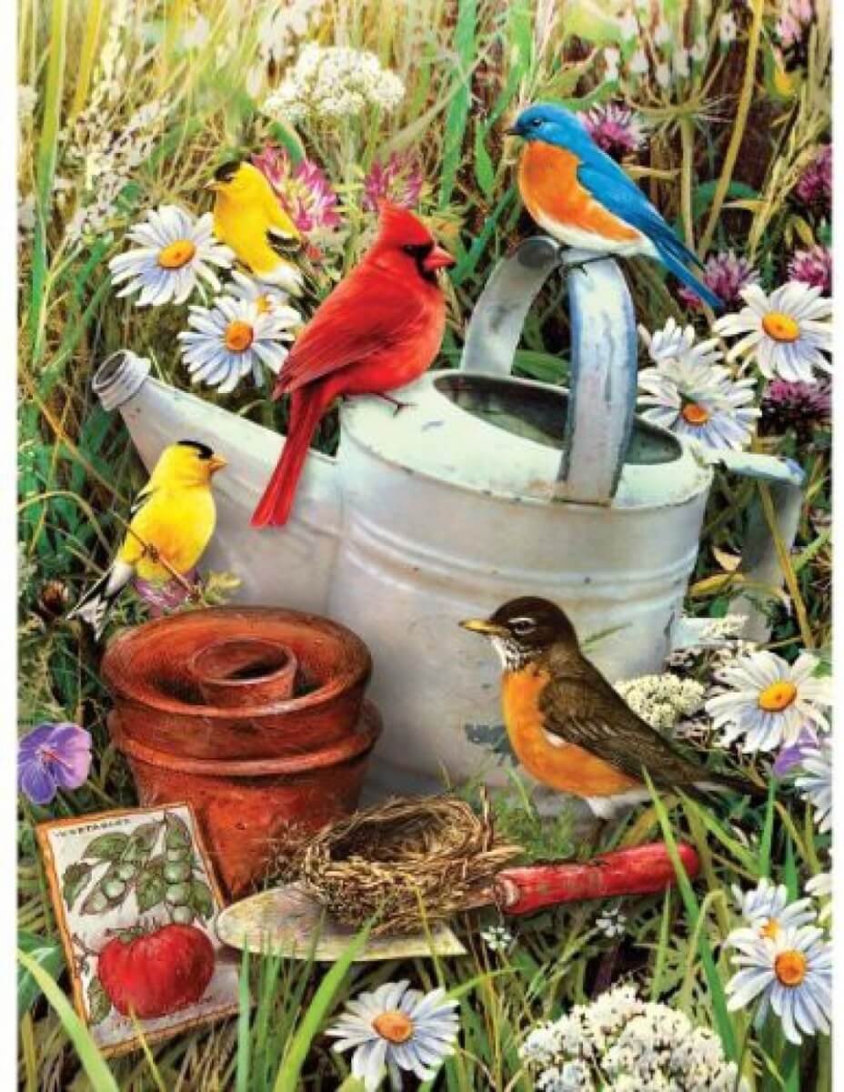 Diamond painting pakket vogels in de tuin - 50 x 40 cm