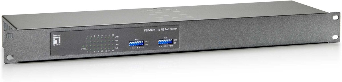 LevelOne FEP-1601 Fast Ethernet (10/100) Power over Ethernet (PoE) Grijs