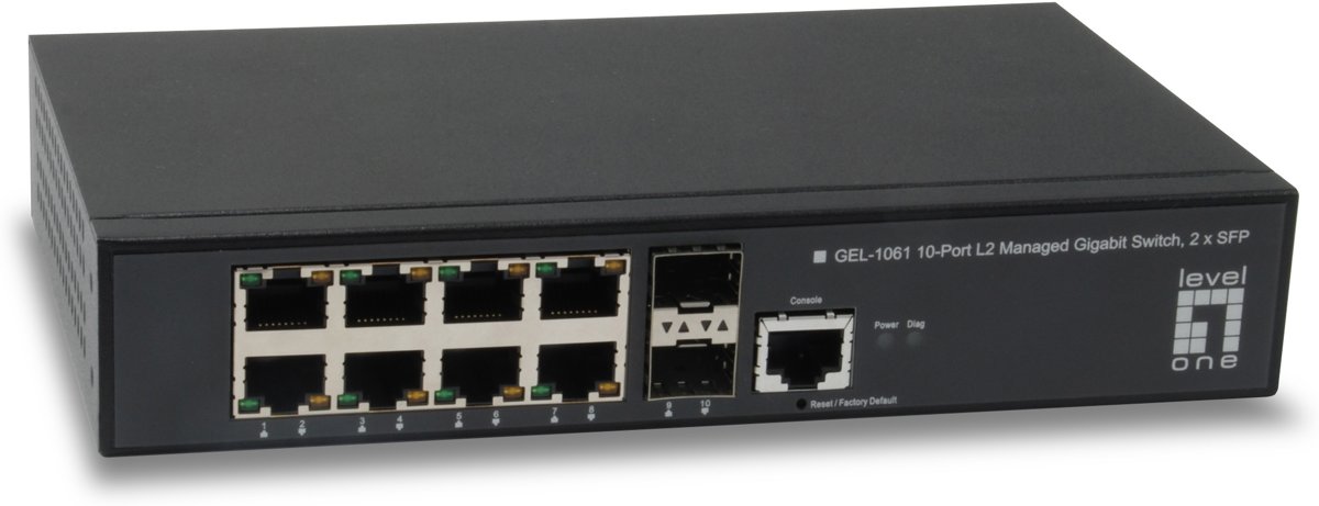 LevelOne GEL-1061 Managed L2 Gigabit Ethernet (10/100/1000) 19U Zwart