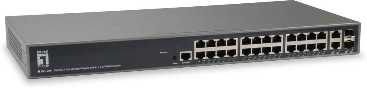 LevelOne GEL-2681 Managed L3 Gigabit Ethernet (10/100/1000) Zwart