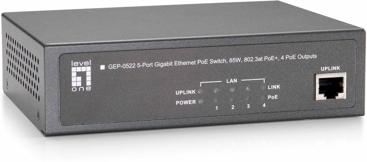 LevelOne GEP-0522 Gigabit Ethernet (10/100/1000) Power over Ethernet (PoE) Grijs netwerk-switch