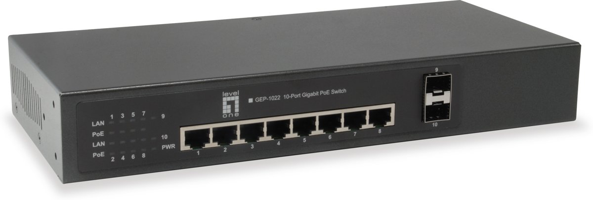 LevelOne GEP-1022W120 Gigabit Ethernet (10/100/1000) Power over Ethernet (PoE) Zwart