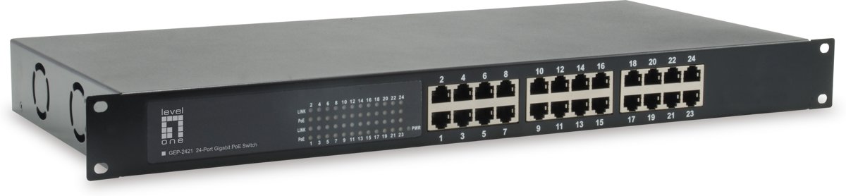 LevelOne GEP-2421 Unmanaged Gigabit Ethernet (10/100/1000) Power over Ethernet (PoE) Zwart