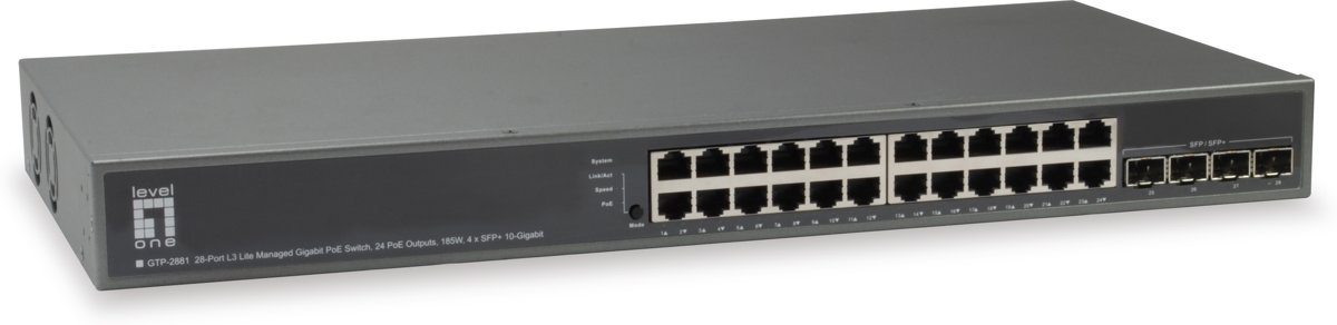 LevelOne GTP-2881 Managed L3 Gigabit Ethernet (10/100/1000) Zwart Power over Ethernet (PoE)