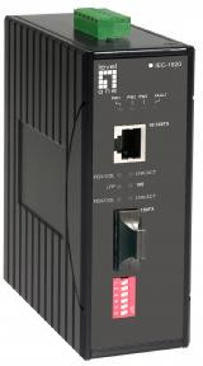 LevelOne IEC-1820 netwerk media converter 100 Mbit/s Single-mode Zwart